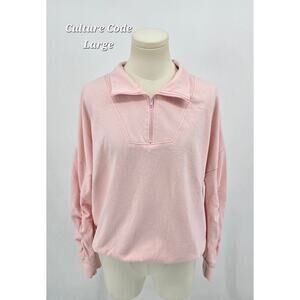 Culture Code by Belldini Light Pink Quarter-Zip Pullover (Size L)